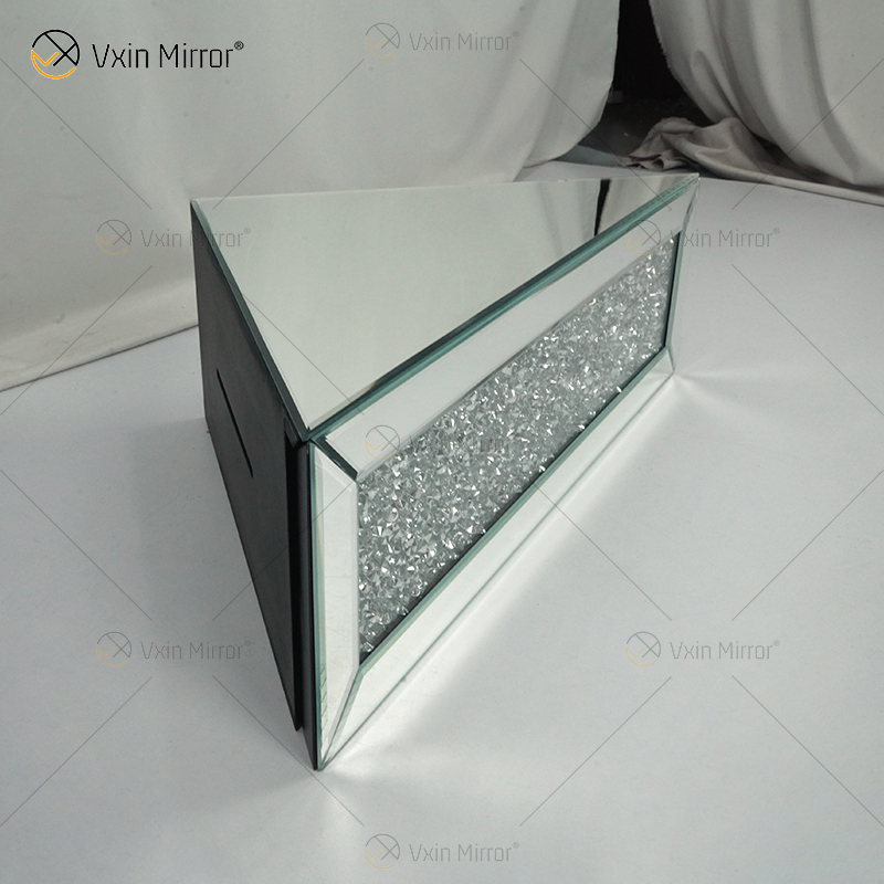 Fornecimento de fábrica Vxin WXF-152 Prata para decoração de parede Prata com diamante esmagado Prateleira de parede com espelho