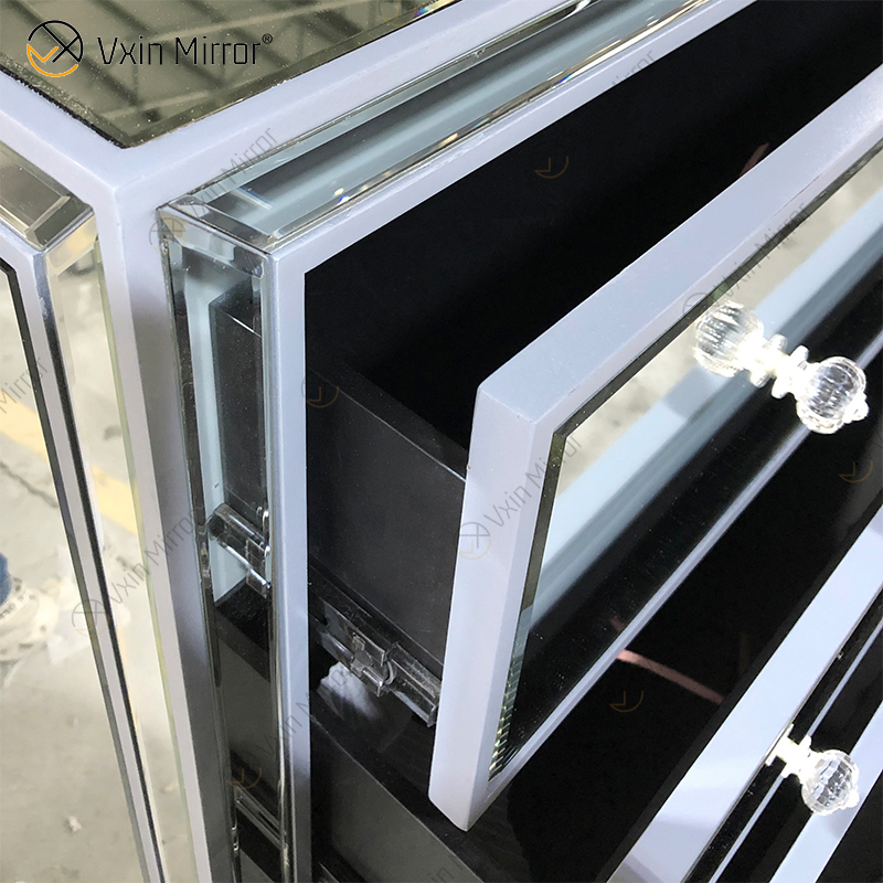 Espelho Vxin WXR-006 Prata Decoração de Casa Armário Espelhado com 5 Gavetas