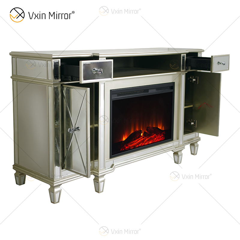 Lareira espelhada Kellington Media Console Lareira elétrica Lareira espelhada Suportes de TV Armário WXF-413