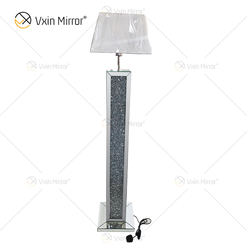 WXFL-032 Lâmpada de chão de cristal prateado para sala de estar com abajur para lâmpada de espelho de hotel