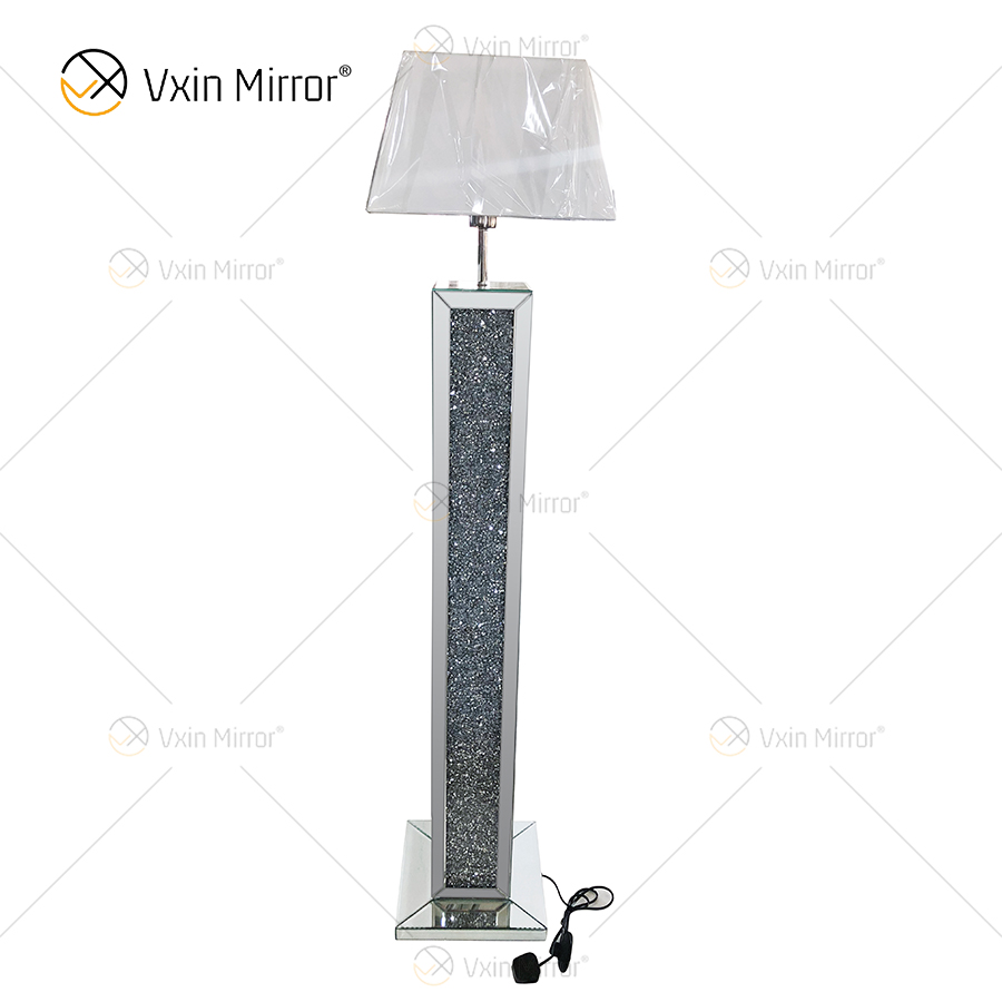 WXFL-032 Lâmpada de chão de cristal prateado para sala de estar com abajur para lâmpada de espelho de hotel