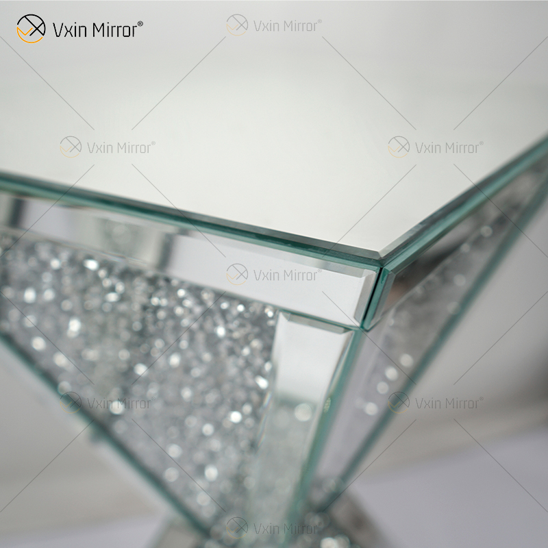Vxin WXF-151 Espelho Superior Quadrado Decoração Espelho Diamante Mesa Lateral Vidro Espelhado