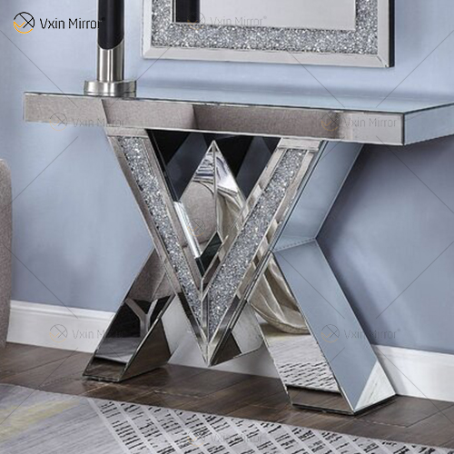 2022 Novos produtos Mesa de console de designer Mesas de console espelhadas de cristal de diamante esmagado