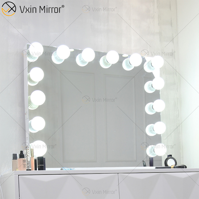 Espelho de maquiagem oval decorativo WXDL-123 estilo hollywood com luz led para quarto