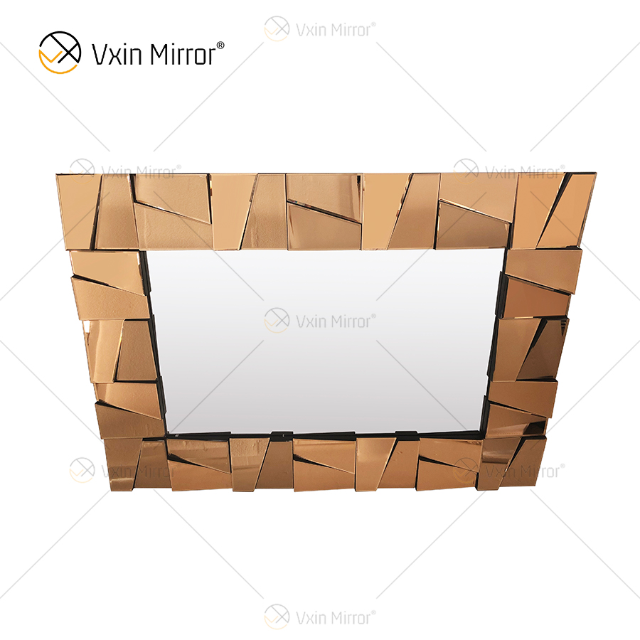 Fornecimento de fábrica WXM-1064 Decoração de parede de vidro marrom espelho de parede de luxo