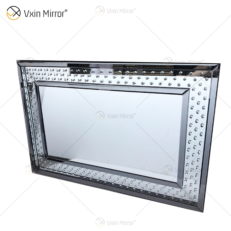 Espelho suspenso simples WXM-1084 com miçangas octogonais espelho de parede para banheiro