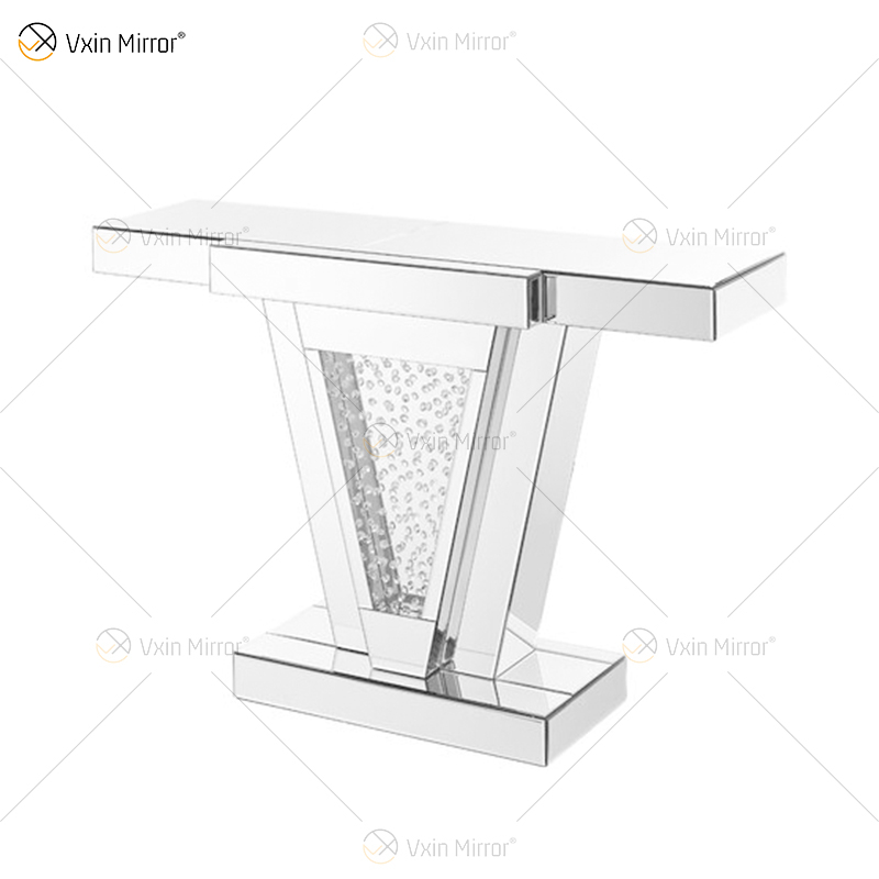 Alta qualidade no atacado mesa de console espelhado cristal diamante esmagado mesa de entrada do corredor