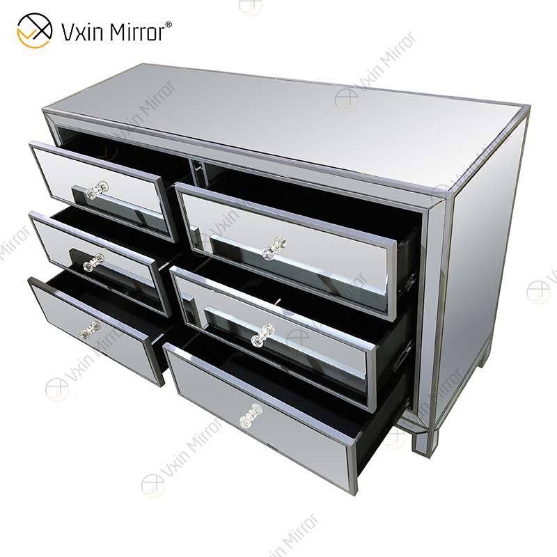 Espelho Vxin Venda imperdível WXR-007 Prata Decoração de Casa Armário Espelhado com 6 Gavetas