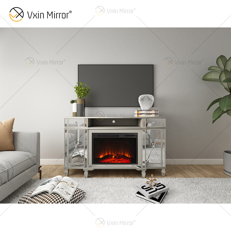 Lareira espelhada Kellington Media Console Lareira elétrica Lareira espelhada Suportes de TV Armário WXF-413