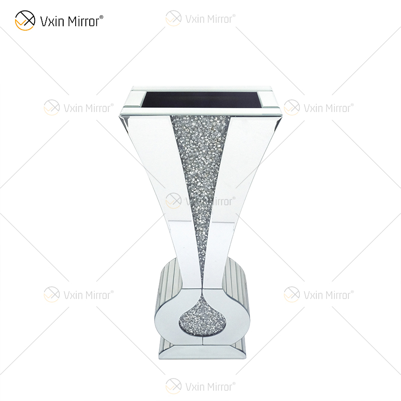 WXMV-004-1 Home Hotel Decoração Interior Prata Triturado Diamante Espelhado Vaso de Espelho Grande Seguidor