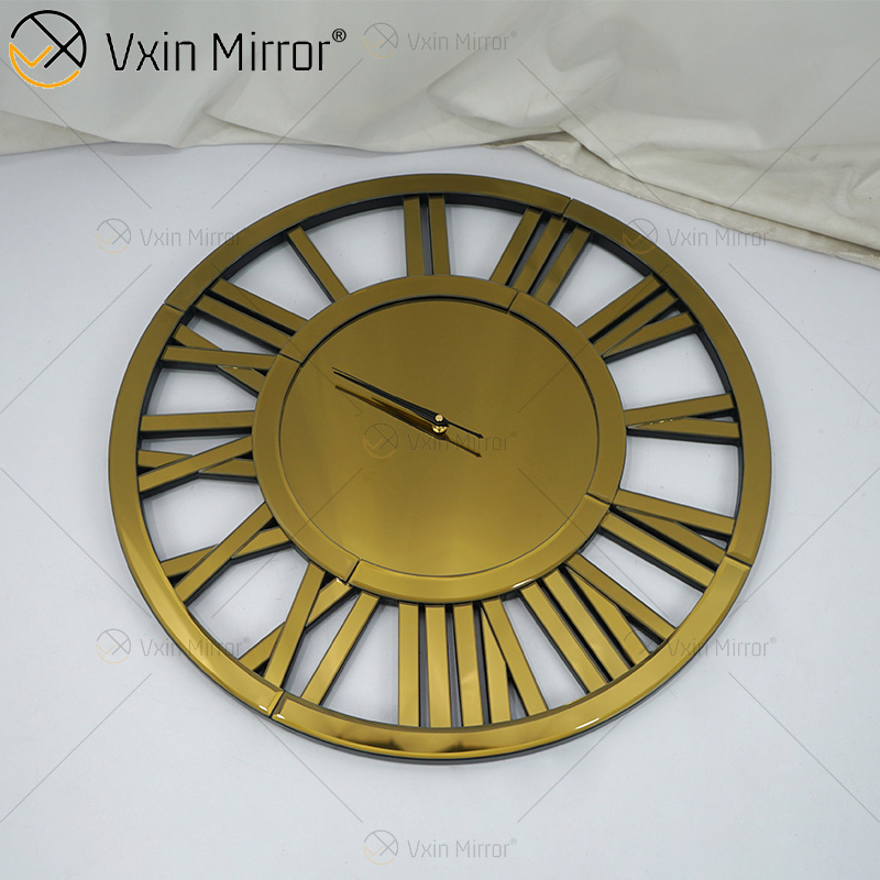 Venda imperdível WXMC-04 Moderno Decorativo de Parede Elegante Design Numeral Romano Prata e Ouro Relógio Espelho de Parede