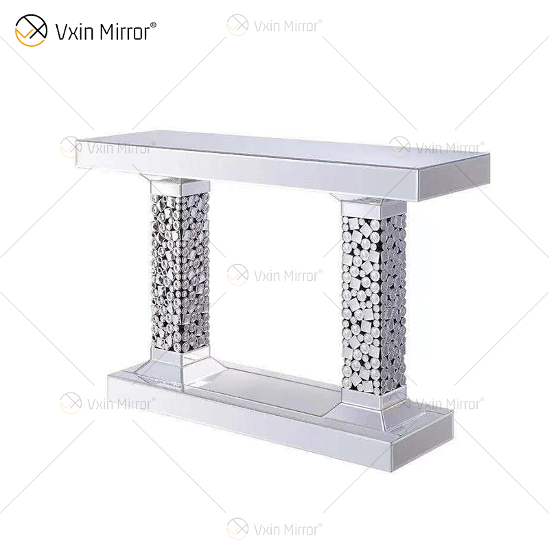 Terno acrílico de alta qualidade prata grande cristal parede espelho mesa lateral mesa de centro sala de estar conjuntos de cristal