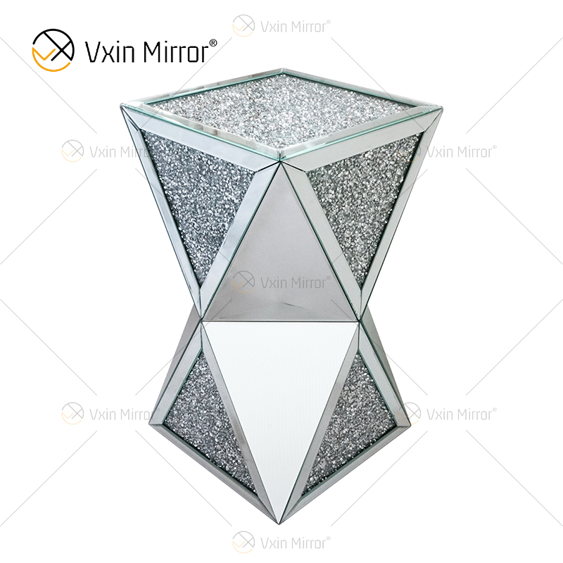 Venda imperdível de fábrica WXF-081 Prata Diamante Mesa Lateral 3D Luxo Moderna Mesa Lateral Espelhada