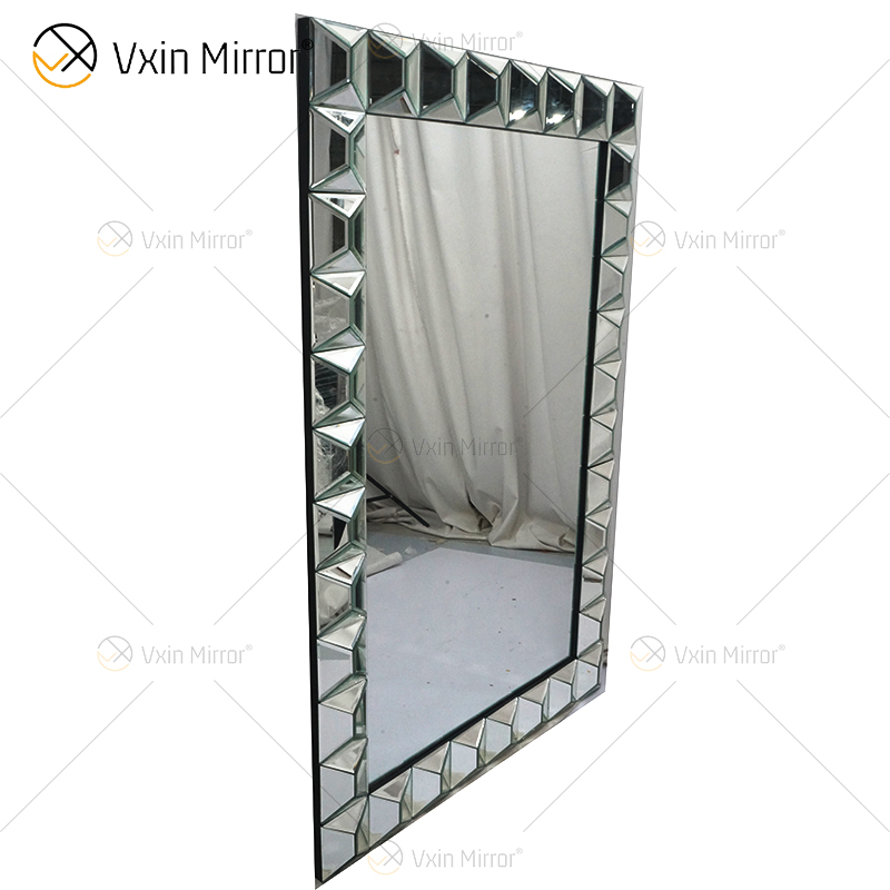 Espelho de parede retangular de vidro multifacetado WXM-1010