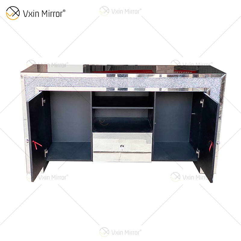 Decoração de casa elegante ZH-063 Móveis espelhados prata Armário de sala de estar com gavetas muti