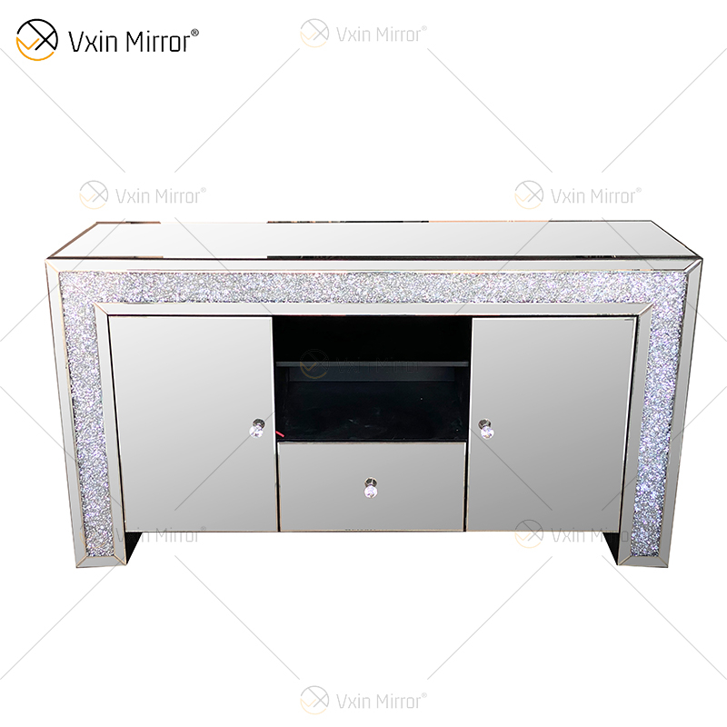 Decoração de casa elegante ZH-063 Móveis espelhados prata Armário de sala de estar com gavetas muti