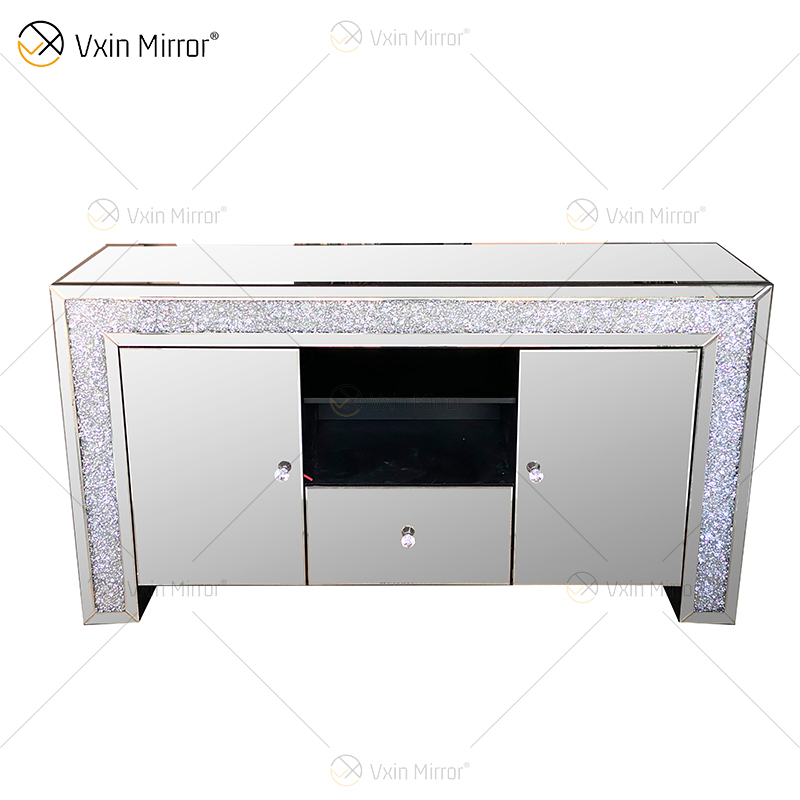 Decoração de casa elegante ZH-063 Móveis espelhados prata Armário de sala de estar com gavetas muti