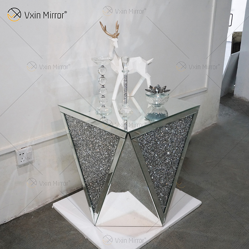 WXF-711-2 Estilo único diferente design moderno mesa de centro espelhada de vidro e mesa lateral