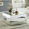 Mesa de centro espelhada Vxin WXF-2138 3D 3D brilhante com geometria de diamante esmagado prata coberta com diamantes