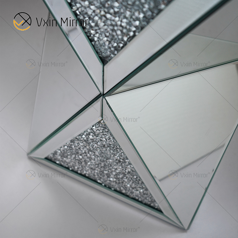 Venda imperdível de fábrica WXF-081 Prata Diamante Mesa Lateral 3D Luxo Moderna Mesa Lateral Espelhada