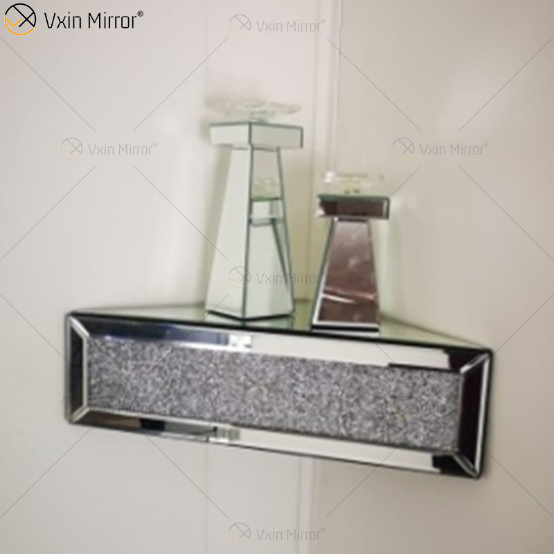 Fornecimento de fábrica Vxin WXF-152 Prata para decoração de parede Prata com diamante esmagado Prateleira de parede com espelho