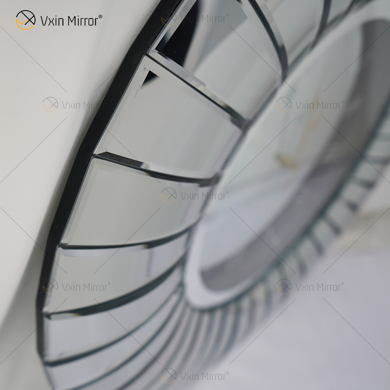 Relógio espelhado WXMC-087 Prata Dobrável Decoração de Parede 3D Relógio Redondo de Cristal Elegante