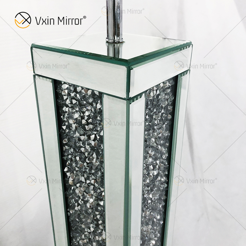 WXFL-032 Lâmpada de chão de cristal prateado para sala de estar com abajur para lâmpada de espelho de hotel