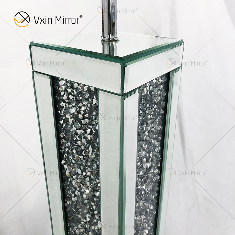 WXFL-032 Lâmpada de chão de cristal prateado para sala de estar com abajur para lâmpada de espelho de hotel