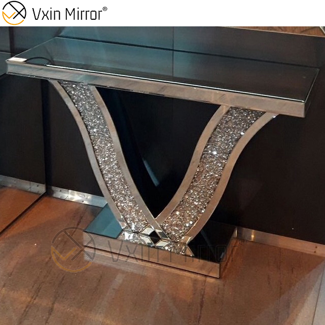 VXin Miorror WXWF-515 Preço Justo Elegante Estilo Francês Barato Demilune Mesa Console Espelhada Barato