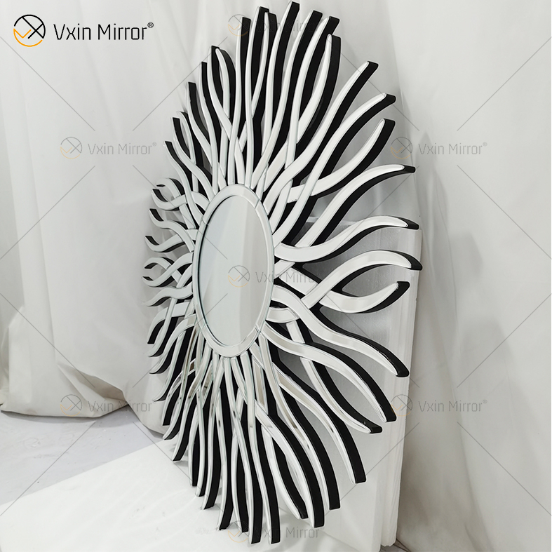 Fornecimento de fábrica prata WXM-1655 forma geométrica espelho de vidro decorativo de parede