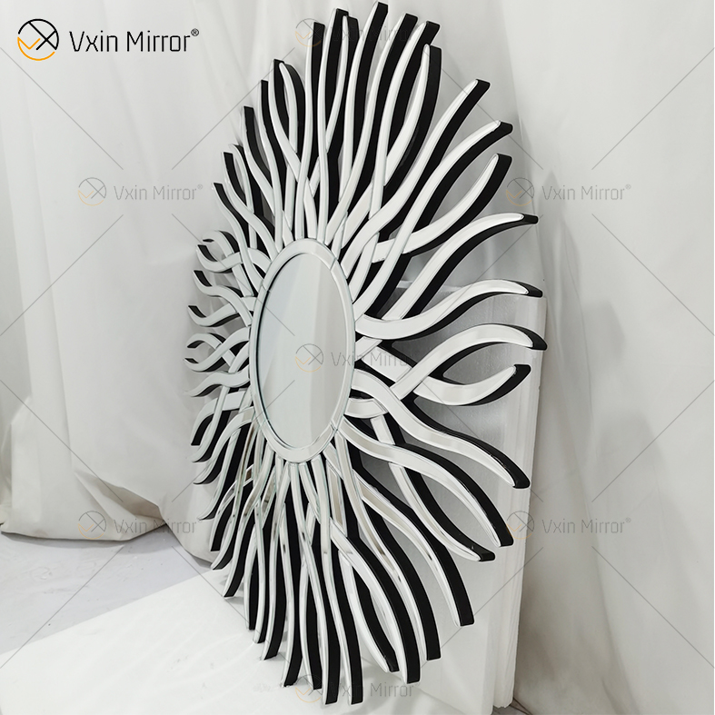 Fornecimento de fábrica prata WXM-1655 forma geométrica espelho de vidro decorativo de parede