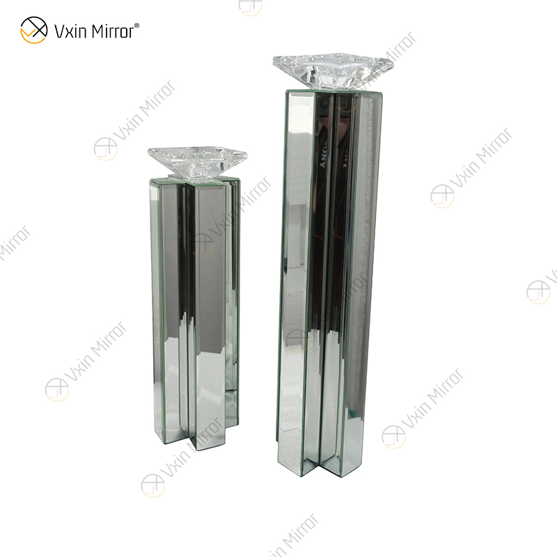 2 cores moderno elegante WXCH-079 prata cristal espelhado castiçal para casamento em casa