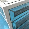 WXF-276 Moderna Penteadeira Moderna Minimalista de Vidro Branco com Diamante com 11 Gavetas de Rebote com Vidro Transparente na Parte Superior