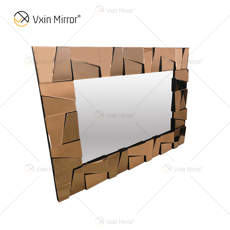 Fornecimento de fábrica WXM-1064 Decoração de parede de vidro marrom espelho de parede de luxo