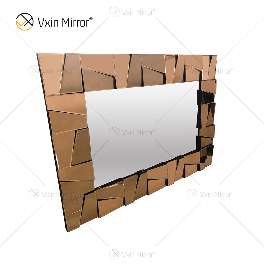 Fornecimento de fábrica WXM-1064 Decoração de parede de vidro marrom espelho de parede de luxo