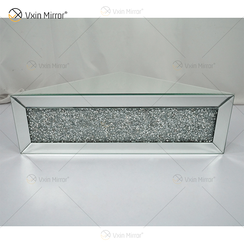 Fornecimento de fábrica Vxin WXF-152 Prata para decoração de parede Prata com diamante esmagado Prateleira de parede com espelho