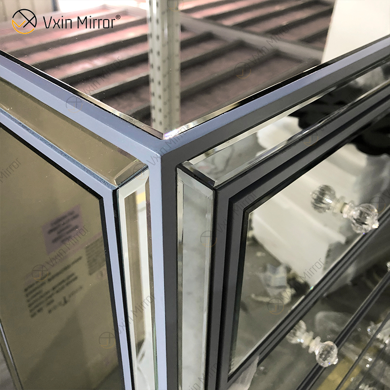 Espelho Vxin WXR-006 Prata Decoração de Casa Armário Espelhado com 5 Gavetas