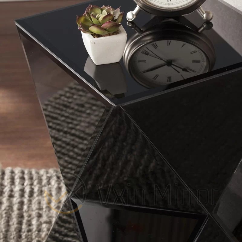 Mesa de cabeceira espelhada com tampo redondo de design moderno mesa de cabeceira de bloco de cristal mesa de console de cristal para sofás WXWF-953
