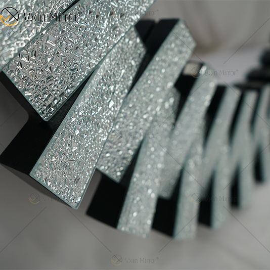 Alta Qualidade WXM-1138 Decoração de Parede Diamante Prata 3D Espelho Pendurado na Parede