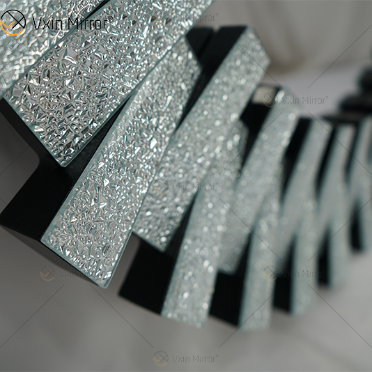 Alta Qualidade WXM-1138 Decoração de Parede Diamante Prata 3D Espelho Pendurado na Parede