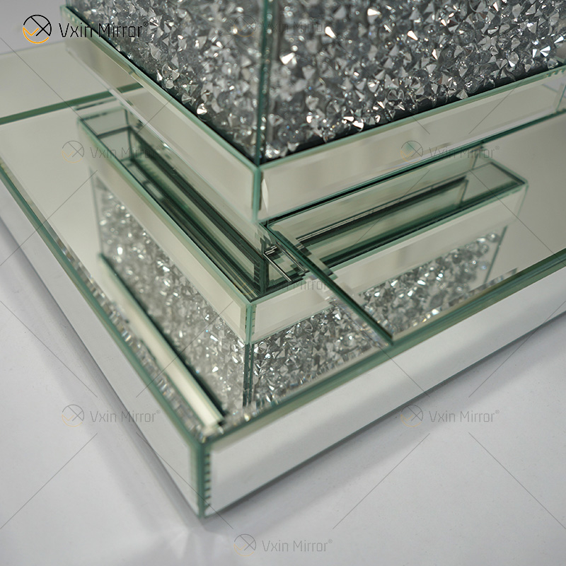 Mesa Lateral Vxin Elegant WXF-135 Decoração de Casa Diamante Triturado Espelho Prata Móveis Mesa Lateral
