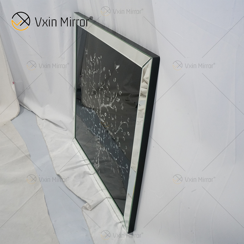 Nevina Decoração de Parede Cristal Macieira Moldura Espelhada Espelho Biselado Moldura de Arte de Parede Cristal Forma Retangular para Sala de Estar