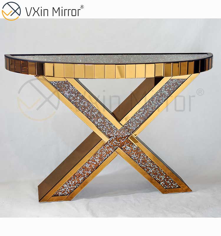 Fornecimento de fábrica OEM WXWF-517 Espelho em forma de X espelhado mesa de console de espelho de diamante