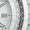 Relógio de parede redondo grande brilhante diamante chanfrado chanfrado 50 cm cristal flutuante prata espelhado WXC-009
