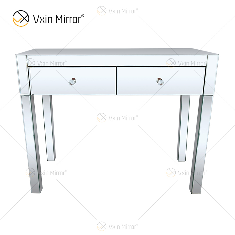 Baú de canto espelhado de prata quente Art Deco WXF-836 com 2 gavetas