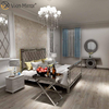Fornecimento de fábrica de móveis WXF-785 moldura de prata vidro branco espelhado cama king