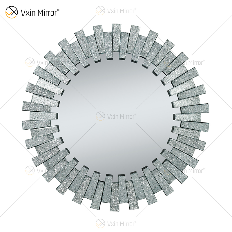 Alta Qualidade WXM-1138 Decoração de Parede Diamante Prata 3D Espelho Pendurado na Parede