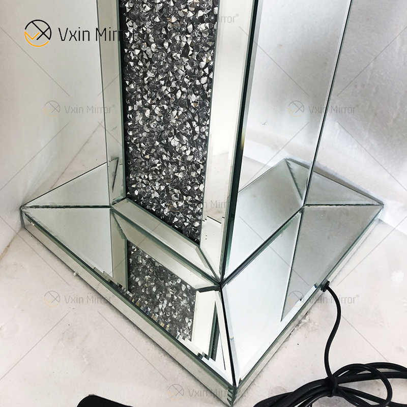 WXFL-032 Lâmpada de chão de cristal prateado para sala de estar com abajur para lâmpada de espelho de hotel