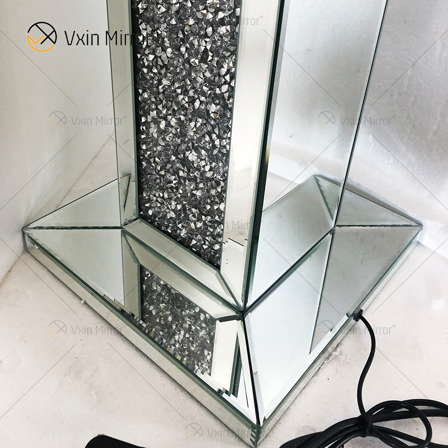 WXFL-032 Lâmpada de chão de cristal prateado para sala de estar com abajur para lâmpada de espelho de hotel