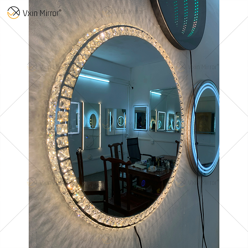 WXDL-115 LED 3 cores luz prata moldura de cristal fonte de alimentação à prova d'água 4 mm sem cobre espelho de proteção ambiental